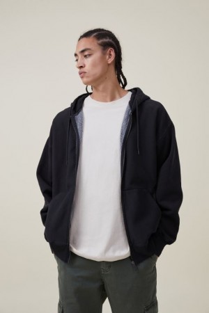 Jerséis Cotton On Oversized Zip Up Hoodie Hombre Negras | OxIuiAqbtwD