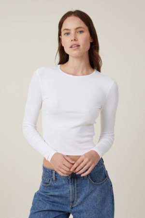 Manga Larga Cotton On The One Organic Rib Crew Top Mujer Blancas | y9qRznvbgyp