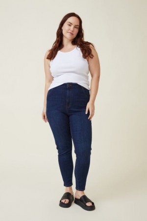 Pantalon Cotton On Curve Adriana High Crop Flaco Jean Mujer Azules Oscuro | Rha2ihCnrDJ