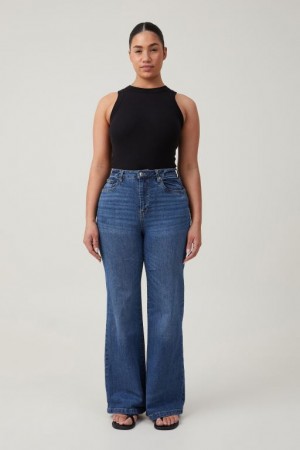 Pantalon Cotton On Curvy Stretch Anchos Jean Mujer Azules | ByyESUnR2DA