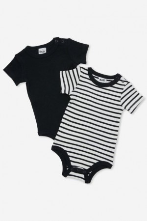 Rompers Cotton On 2 Pack Essentials Corta Sleeve Bubbysuit Bebe Negras | zK4DE1SAaBk