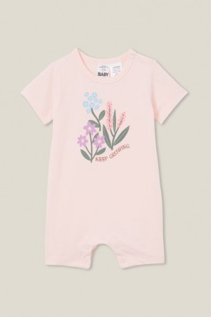 Rompers Cotton On The Corta Sleeve Bebe Rosas | QVdQ3UnAF7U