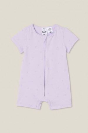 Rompers Cotton On The Corta Sleeve Zip Bebe Moradas | olbb6Qb3M4H