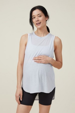 Ropa de Premamá Cotton On Active Curve Hem Tank Top Mujer Gris | eKkhMUduNAK