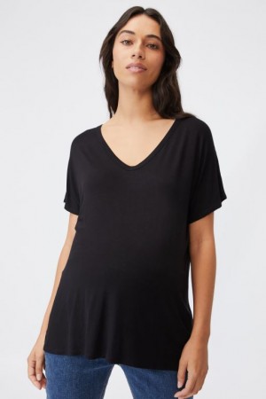 Ropa de Premamá Cotton On Karly Corta Sleeve Top Mujer Negras | W8qzFaR6kmK