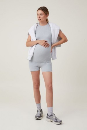 Ropa de Premamá Cotton On Seamless Pocket Shortie Corta Mujer Gris Claro | lviGAR3C6bH