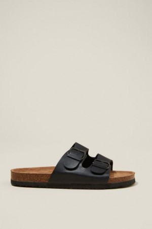 Sandalias Cotton On Rex Double Hebilla Chanclas Mujer Negras | Pl1bMUH6AKv