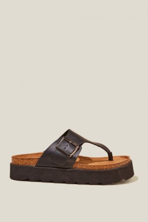 Sandalias Cotton On Rex Flatform Puntera Post Chanclas Mujer Negras | 9NZDMRtKDcb