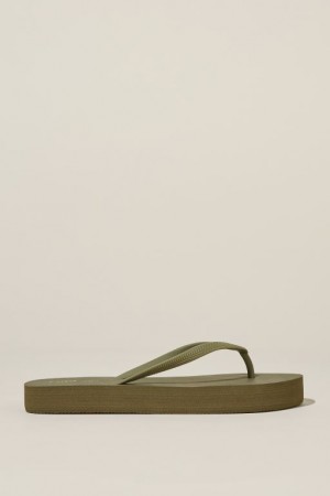 Sandalias Cotton On The Rubi Flatform Flip Mujer Verde Oliva | 20Cs5kSLIeP