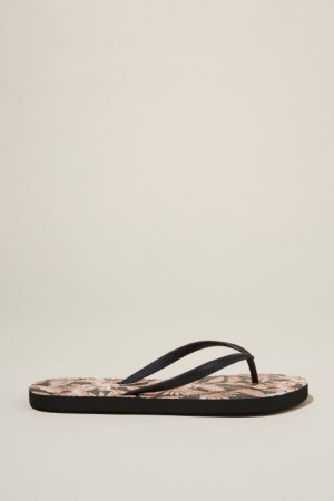 Sandalias Cotton On The Rubi Flip Flop Mujer Rosas Negras | N4agsL0PuWI