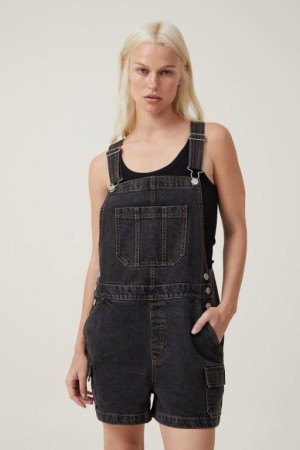 Short Cotton On Cargo Denim Overall Mujer Negras | TIX3RAjxUeJ