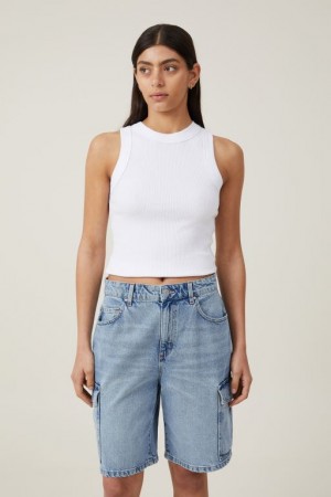 Short Cotton On Super Baggy Cargo Denim Jort Mujer Azules | kjmbEQ9MRJL