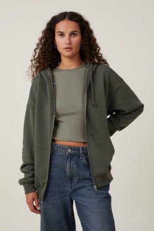 Sudadera con Capucha Cotton On Classic Zip-Through Mujer Verde Oliva Oscuro | yCPBfP7wvUL