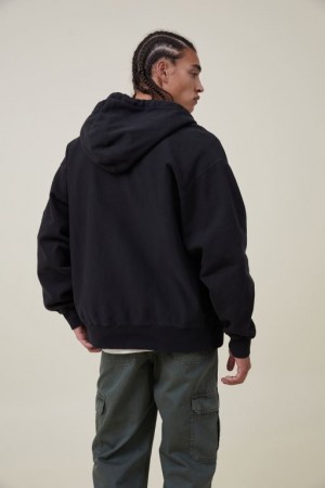 Sudadera con Capucha Cotton On Oversized Zip Up Hombre Negras | KP1RyXWlNvF