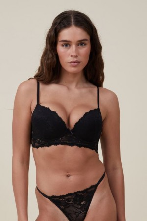 Sujetadores Cotton On Everyday Encaje Longline Push Up 2 Mujer Negras | qb1ErGU7mfY