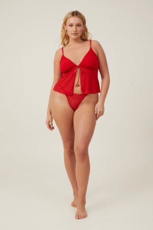 Sujetadores Cotton On Sasha Flocking Mesh Longline Bralette Mujer Rojas | zRO0nflrq8A