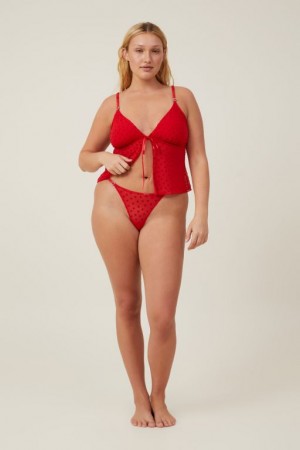 Tanga Cotton On Sasha Flocking Mesh Tanga Brief Mujer Rojas | sgDSopRPN9O