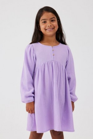 Vestido Cotton On Bella Long Sleeve Niña Moradas | 3lnPgfrFYku