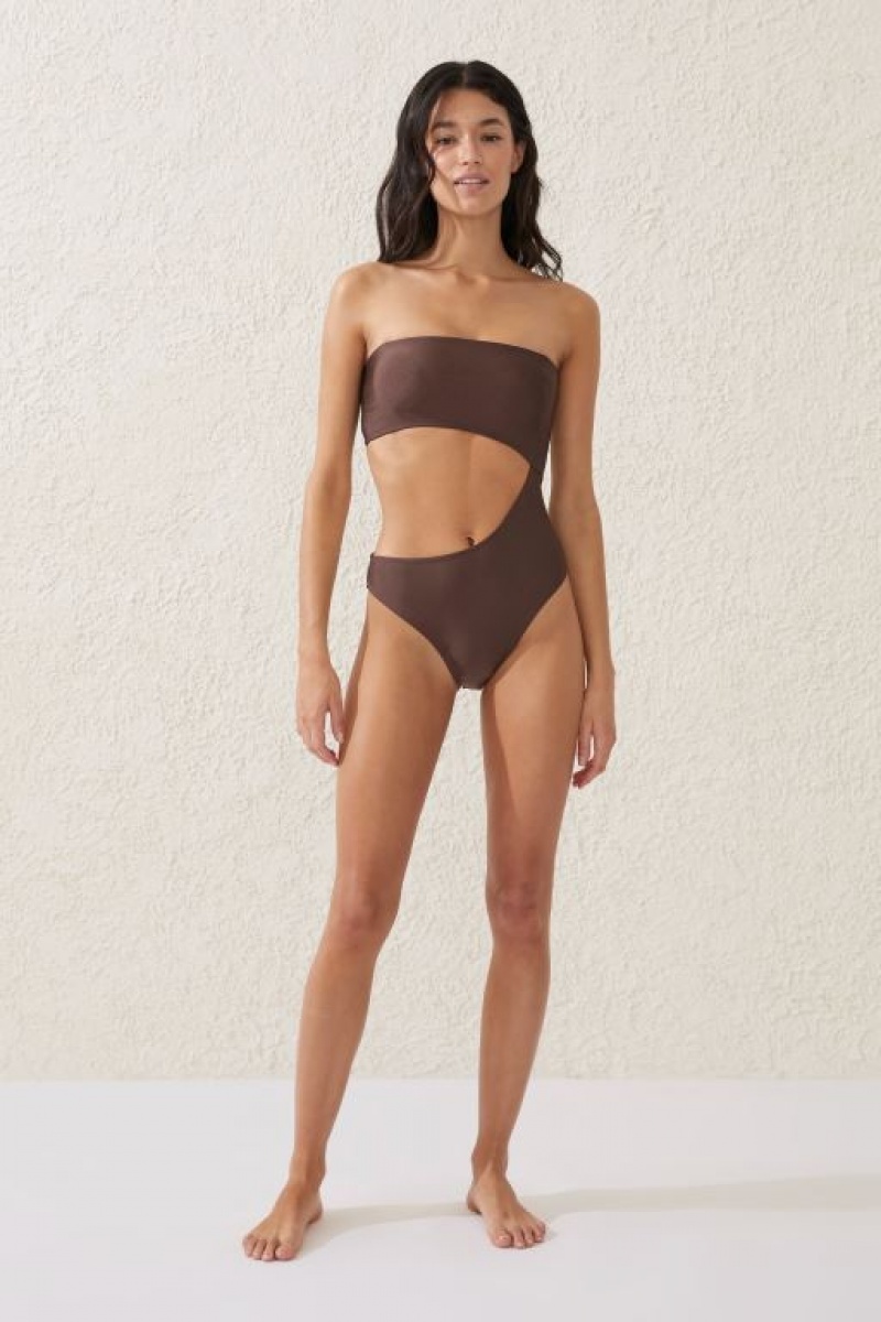 Body Cotton On Strapless Cut Out One Piece Brazilian Mujer Brownie | jG56NlnPjGi