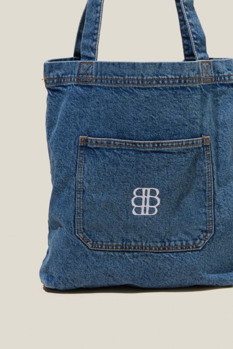 Bolsas Cotton On Montana Mini Denim Tote - Monogram Personalised Mujer Azules | r09EswH6INk