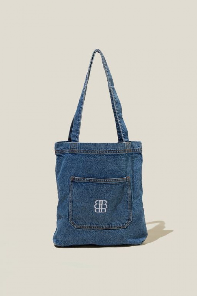 Bolsas Cotton On Montana Mini Denim Tote - Monogram Personalised Mujer Azules | r09EswH6INk