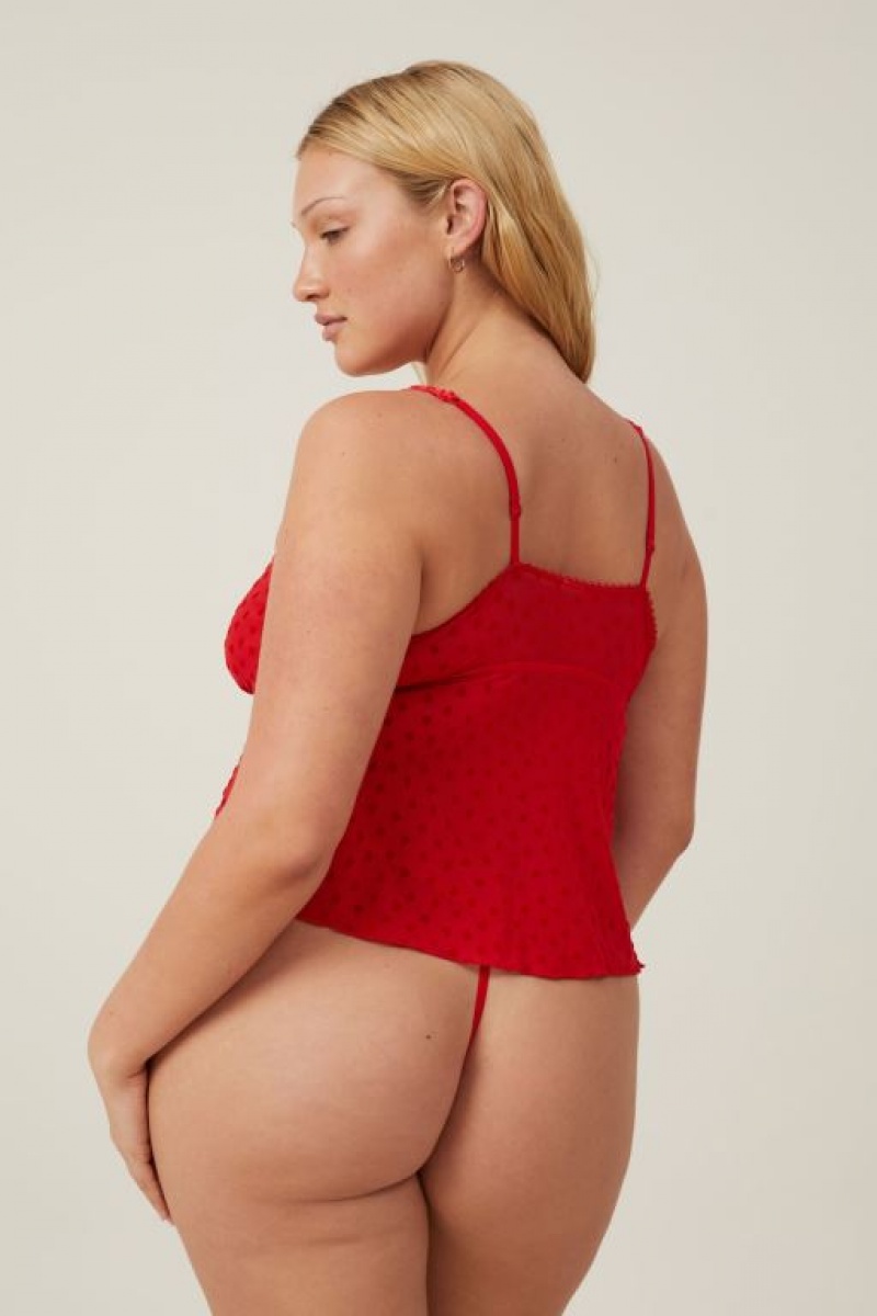 Bralette Cotton On Sasha Flocking Mesh Longline Mujer Rojas | WfHUNXjToSY