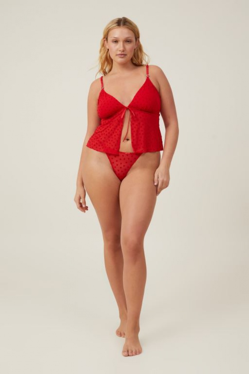 Bralette Cotton On Sasha Flocking Mesh Longline Mujer Rojas | WfHUNXjToSY