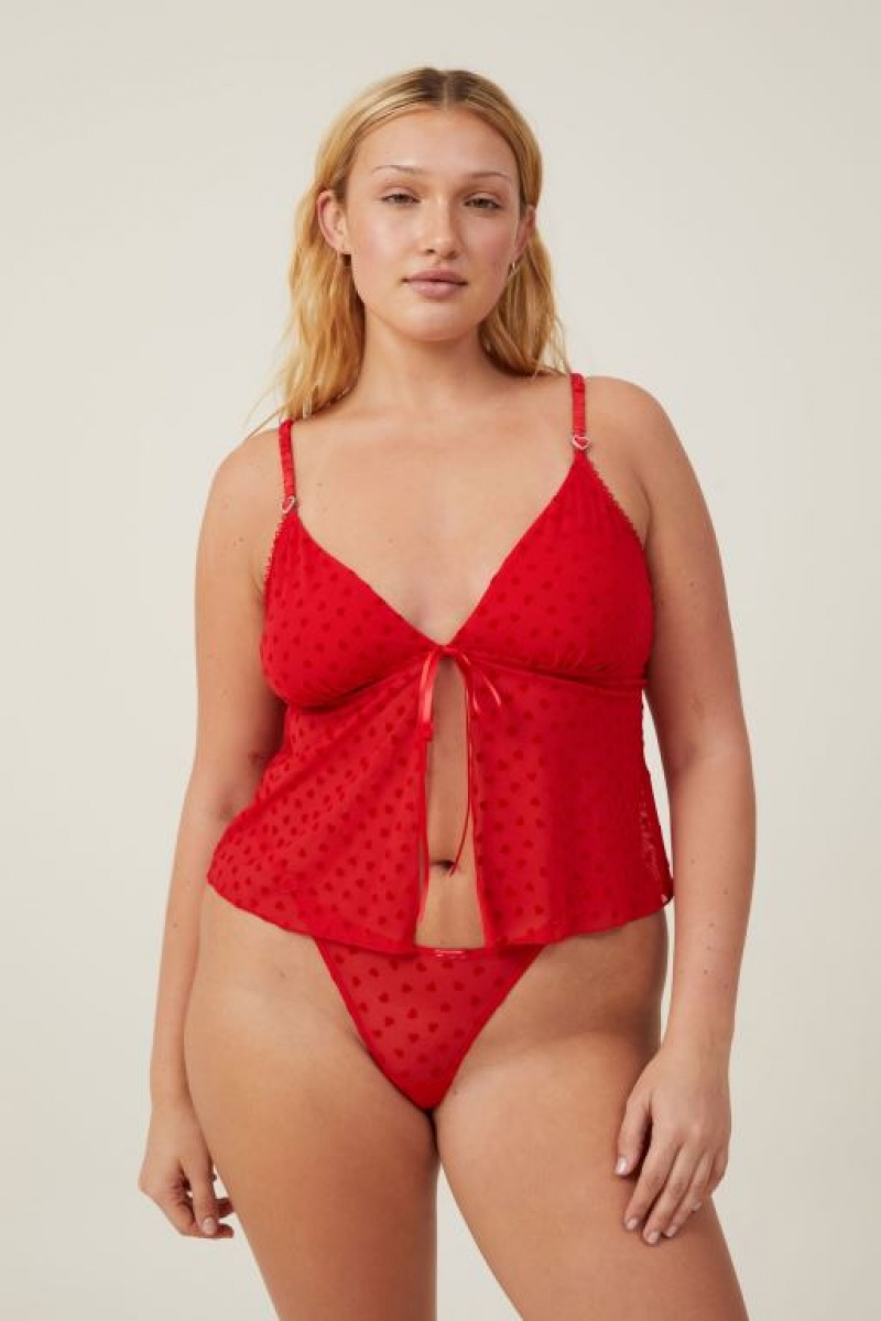 Bralette Cotton On Sasha Flocking Mesh Longline Mujer Rojas | WfHUNXjToSY