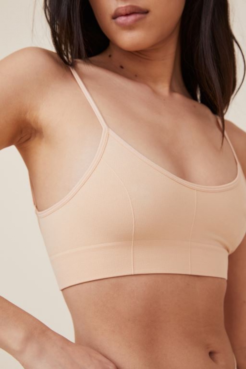 Bralette Cotton On Seamless Low Back Mujer Frappe | 7sVCna92sJR