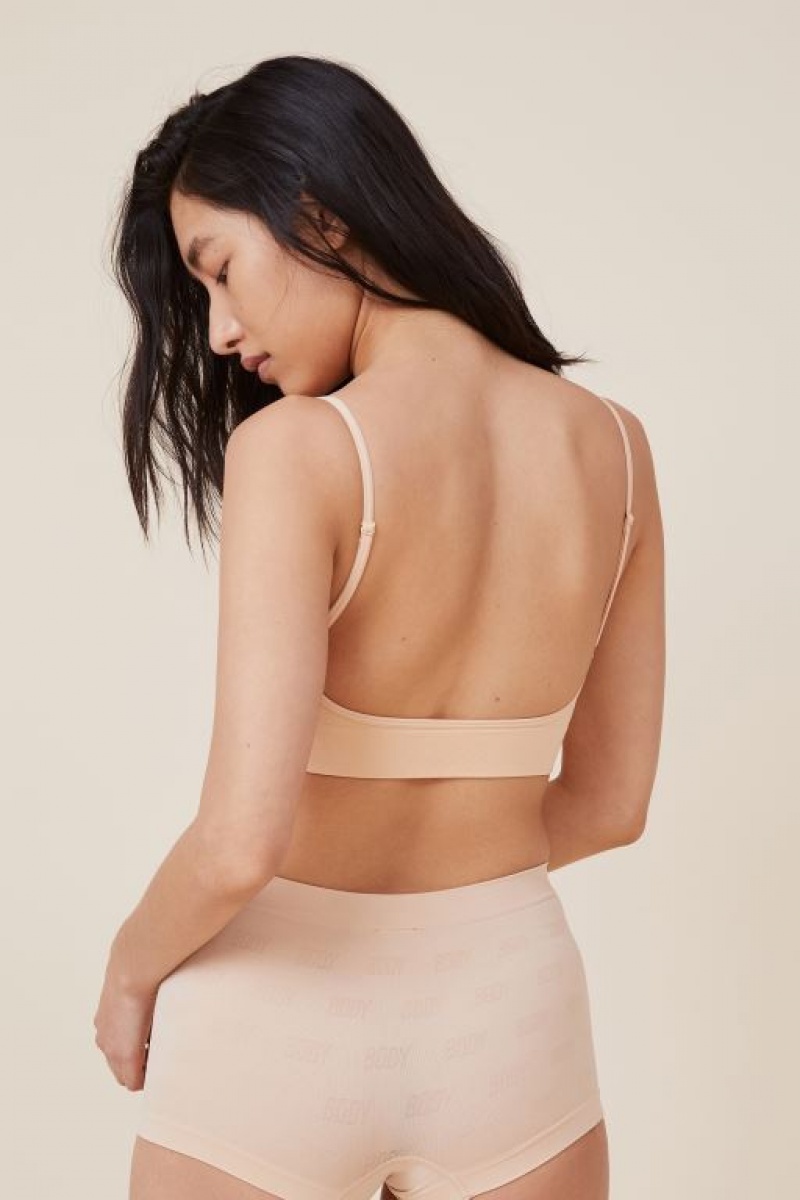 Bralette Cotton On Seamless Low Back Mujer Frappe | 7sVCna92sJR