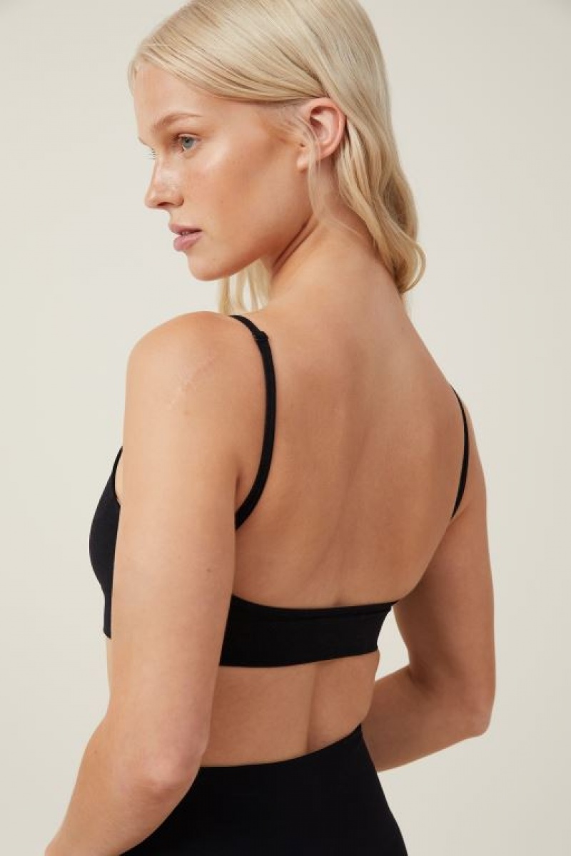 Bralette Cotton On Seamless Low Back Mujer Negras | su2PJlaAJaj