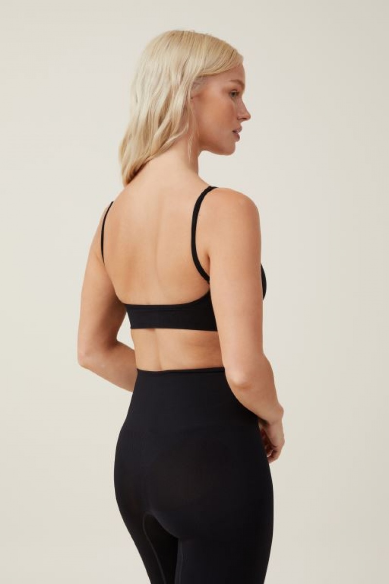 Bralette Cotton On Seamless Low Back Mujer Negras | su2PJlaAJaj