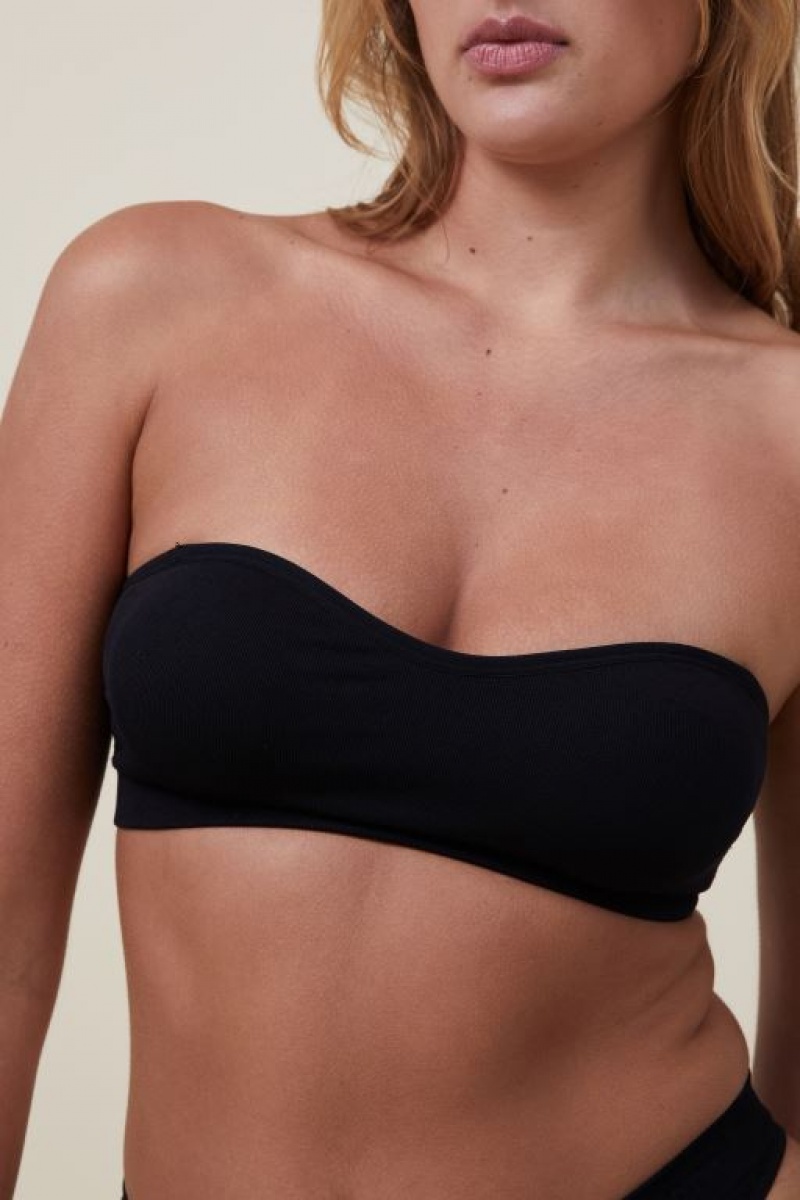 Bralette Cotton On Seamless Sweetheart Acolchado Bandeau Mujer Negras | TIKqSqzvwMu