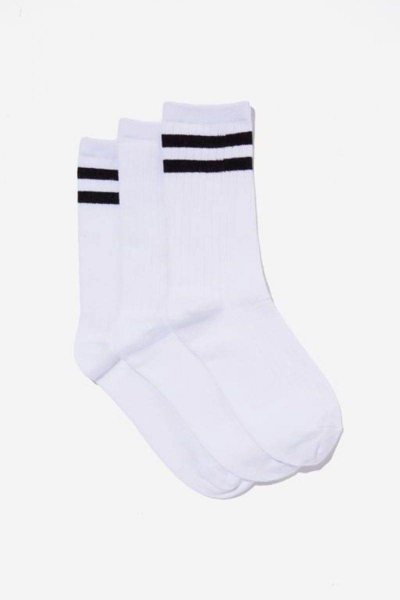 Calcetines Cotton On Body 3Pk Crew Mujer Blancas Negras Rayadas | aJvVGHdD0e3