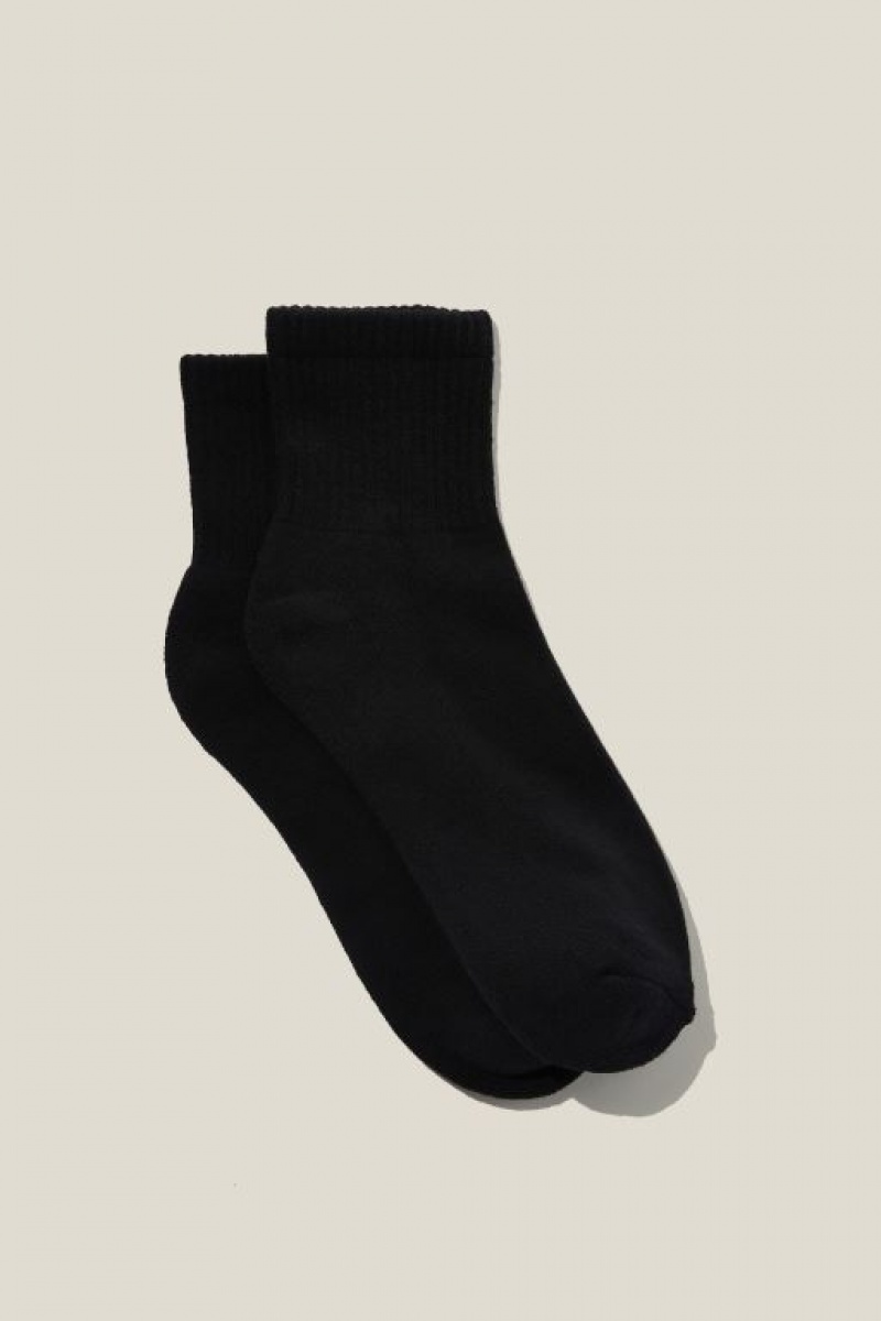 Calcetines Cotton On Club House Quarter Crew Mujer Negras | EwTLcXYGm90