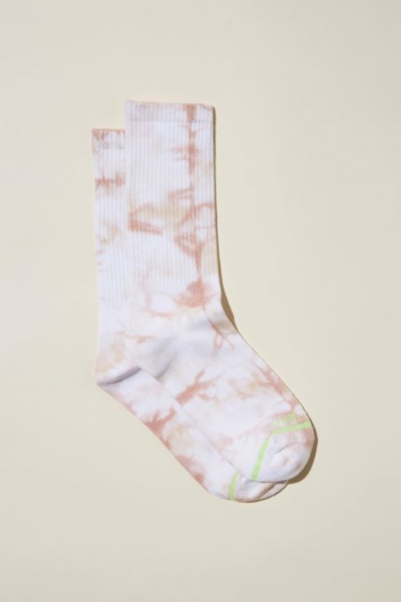 Calcetines Cotton On Tie Dye Crew Mujer Amarillo Rayadas | NPQCMUkJxCM