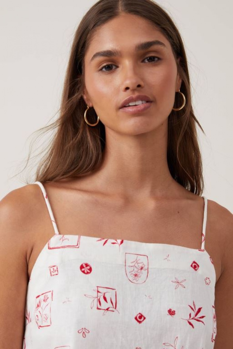 Cami Cotton On Haven Tie Back Mujer Blancas Rojas | bcgVQOHSPXd