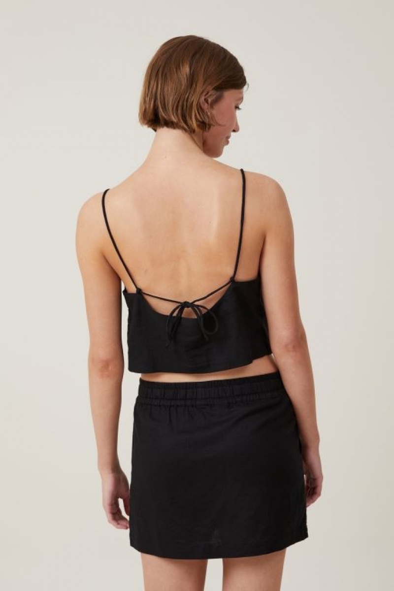 Cami Cotton On Haven Tie Back Mujer Negras | jmKMJXG41Jp