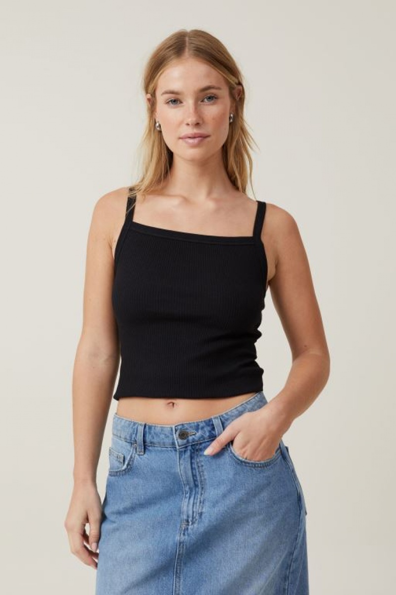 Cami Cotton On Rory Directo Neck Mujer Negras | Xw2OxiRQhTM