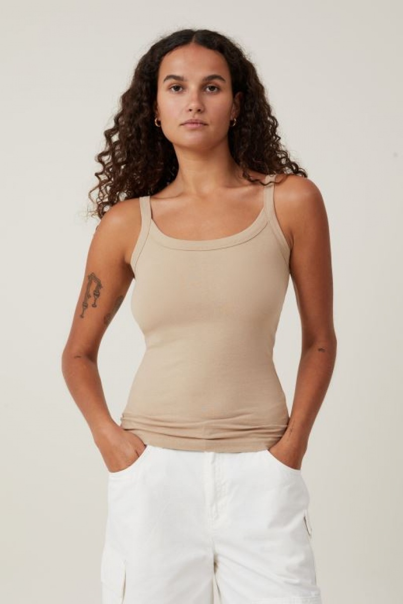 Cami Cotton On The One Basic Scoop Neck Mujer Gris Marrones | GAKpGzbrGXs