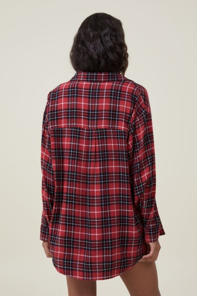 Camisas Cotton On Boyfriend Flannel Mujer Rojas | KIaoriK39kw