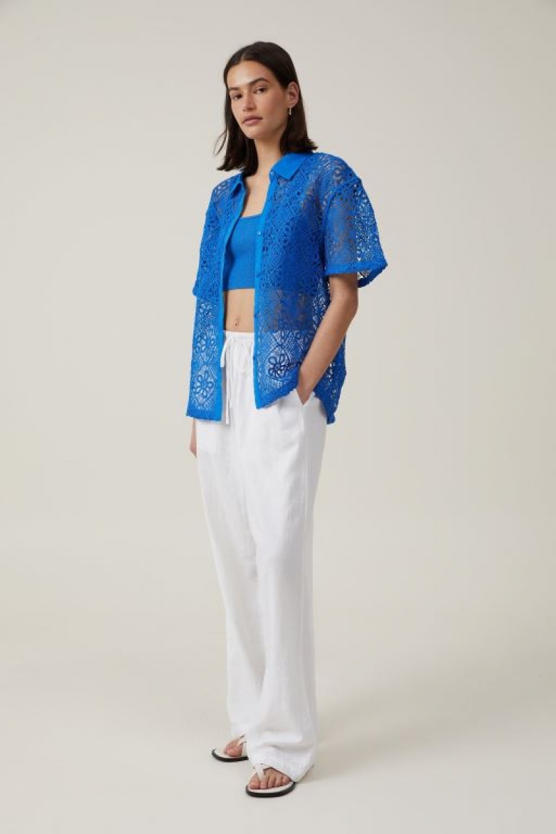 Camisas Cotton On Floral Crochet Mujer Azules | xnGrSaNdlgI