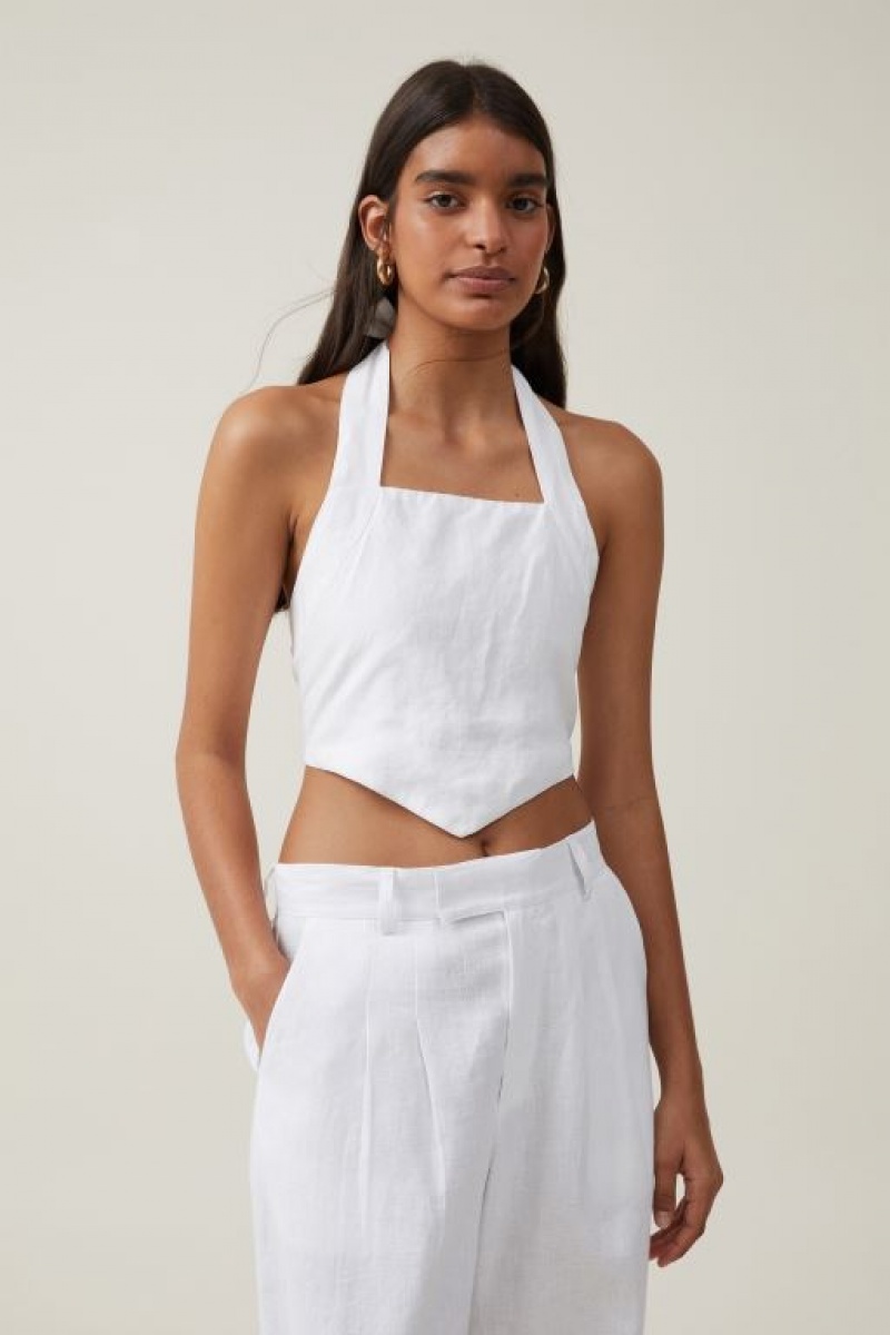 Camisas Cotton On Frankie Linen Halter Top Mujer Blancas | ciuN51AXQXj