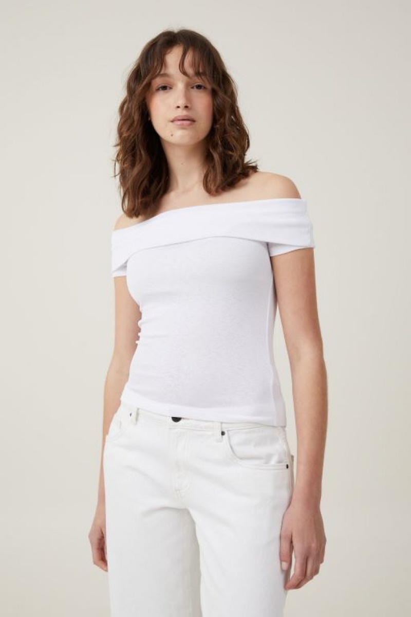 Camiseta Cotton On Chloe Off The Shoulder Mujer Blancas | FpWKm2Tv8Du