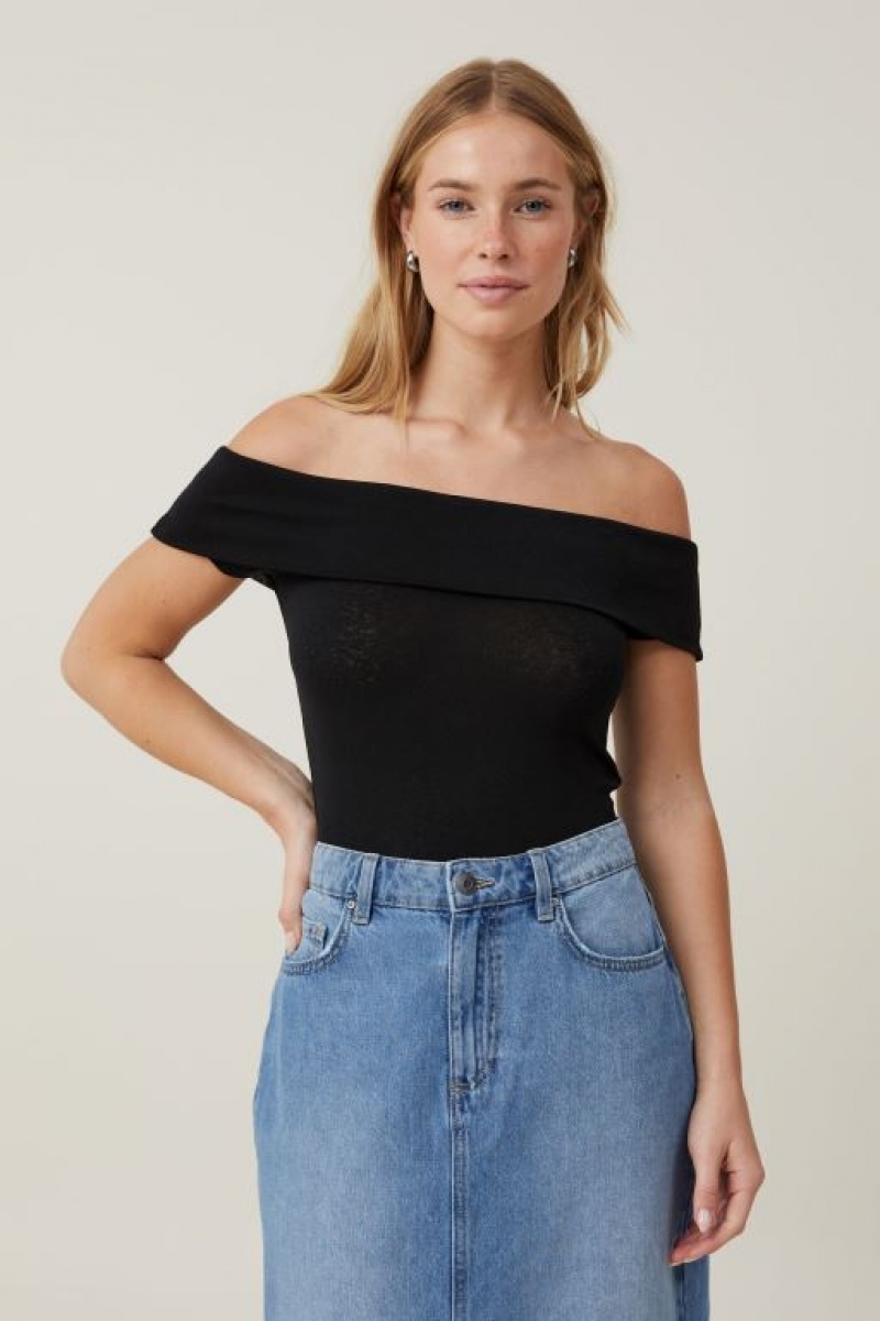 Camiseta Cotton On Chloe Off The Shoulder Mujer Negras | 6zX5nVMMD81