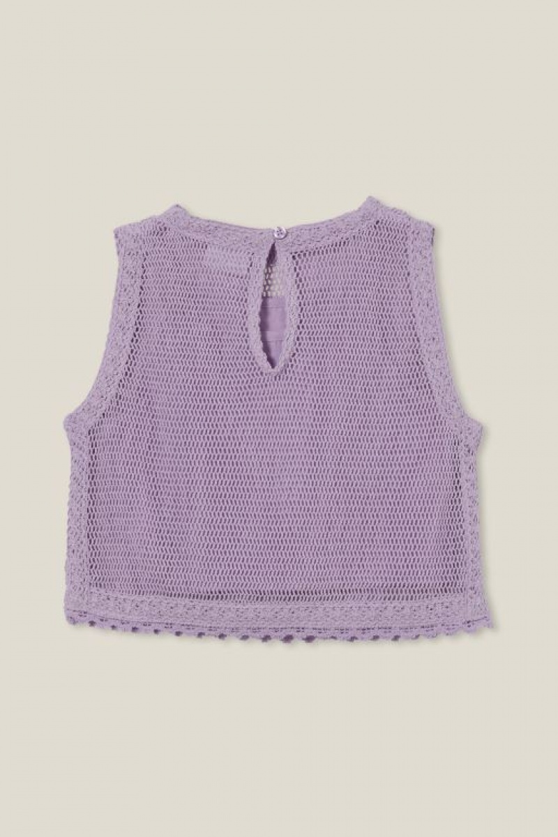 Camiseta Cotton On Kiara Crochet Niña Moradas | eNc209kATBg