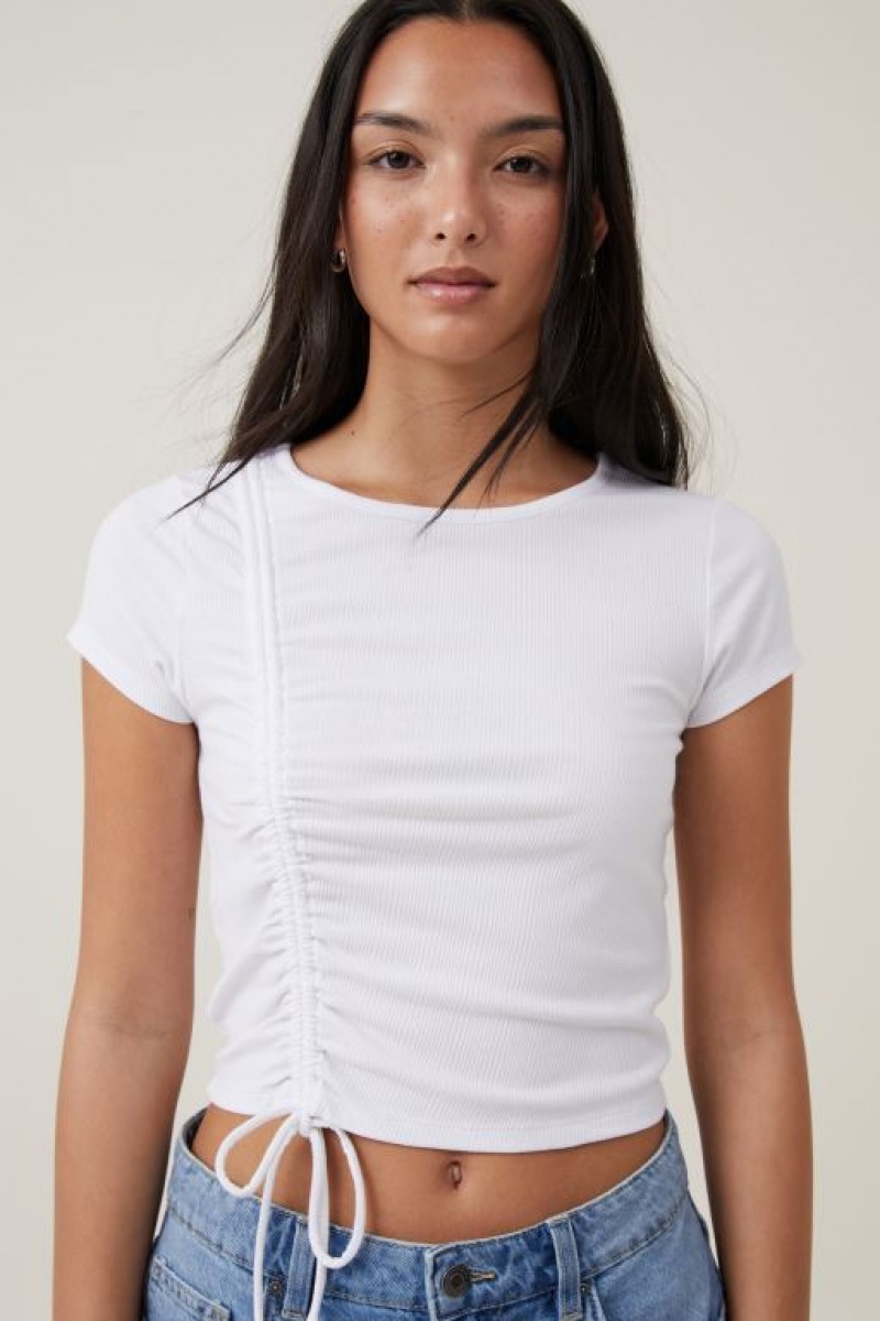 Camiseta Cotton On Marli Rouched Front Corta Sleeve Mujer Blancas | ky4dTTLtg1t