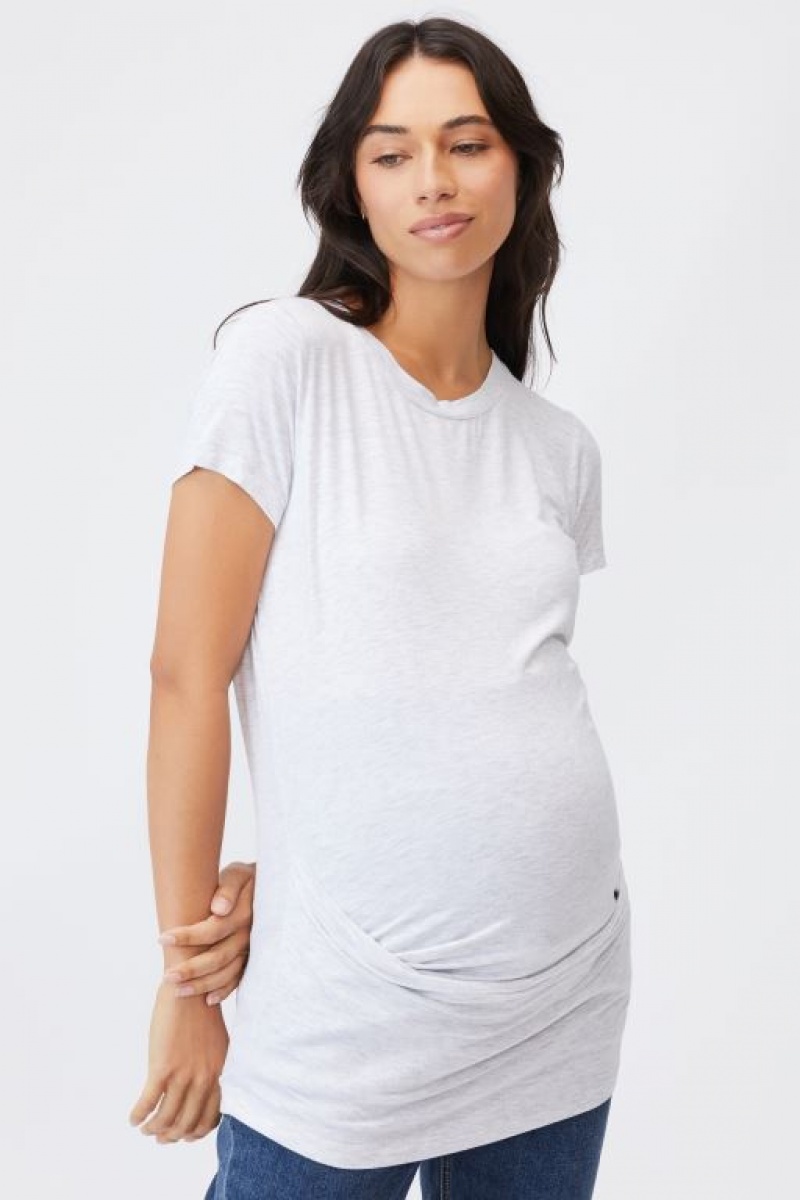 Camiseta Cotton On Maternity Wrap Front Corta Sleeve Mujer Plateadas | 8OCEkf3lQZA