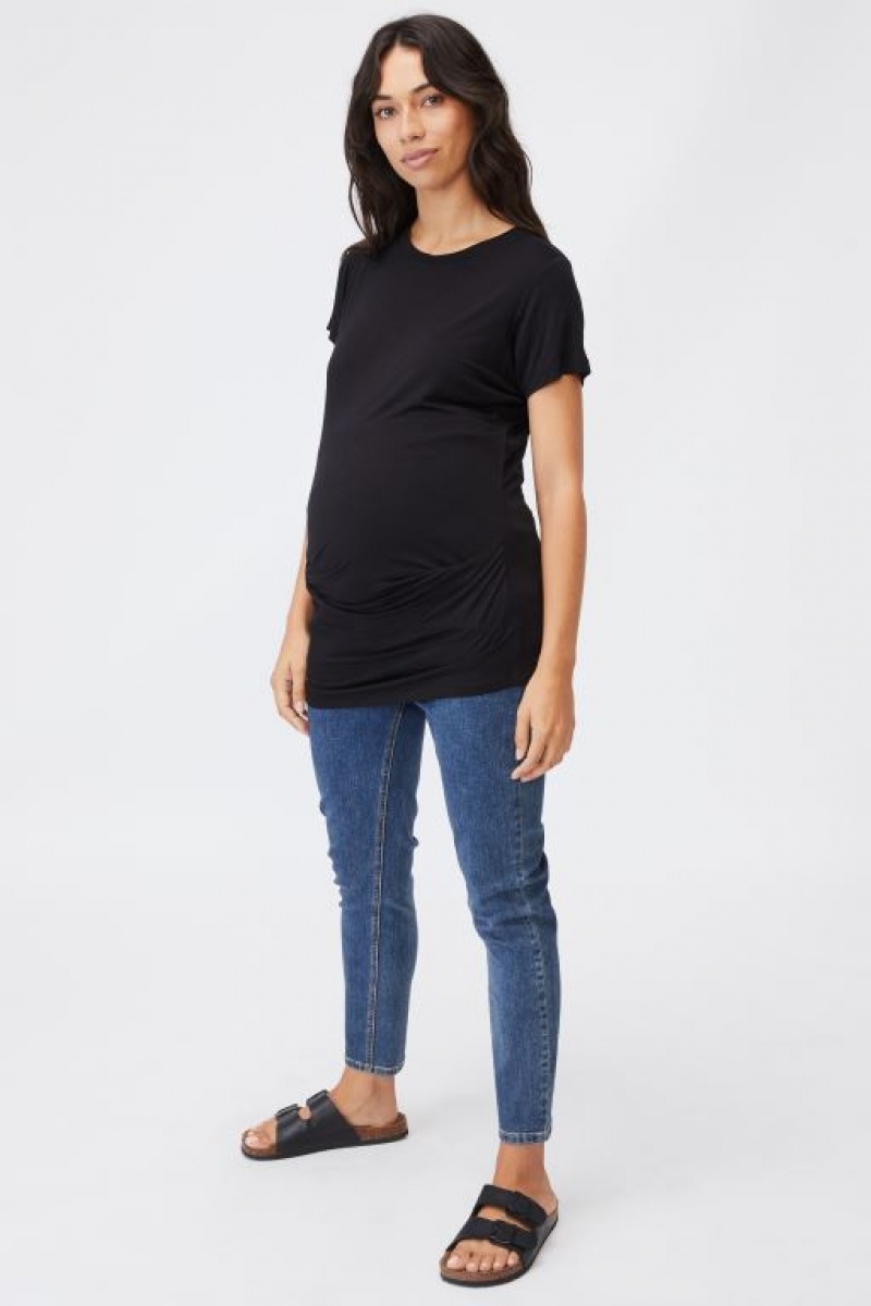 Camiseta Cotton On Maternity Wrap Front Corta Sleeve Mujer Negras | NHCXJefaLkG