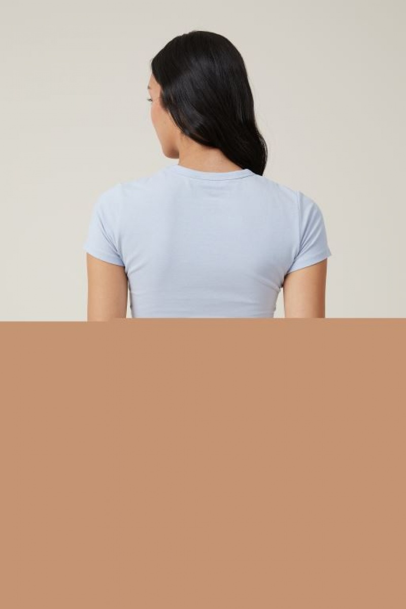 Camiseta Cotton On Micro Crop Mujer Azules | nrFucvydqRq